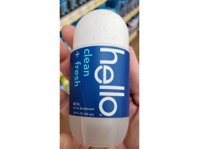 Hello Roll-On Deodorant, Clean + Fresh, 1.69 fl oz/50 mL