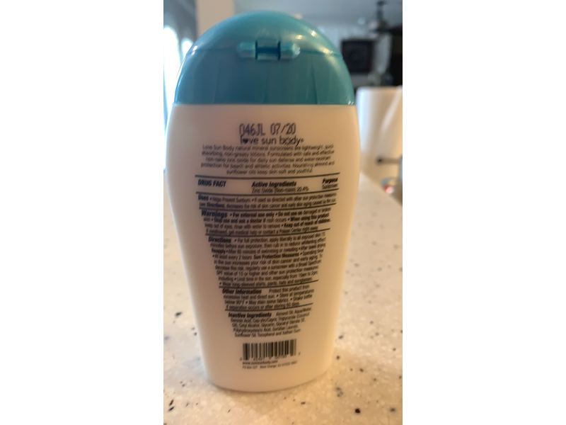 Love Sun Body 100% Natural Mineral Sunscreen SPF 30, Fragrance-Free, 3.38 oz/200 mL