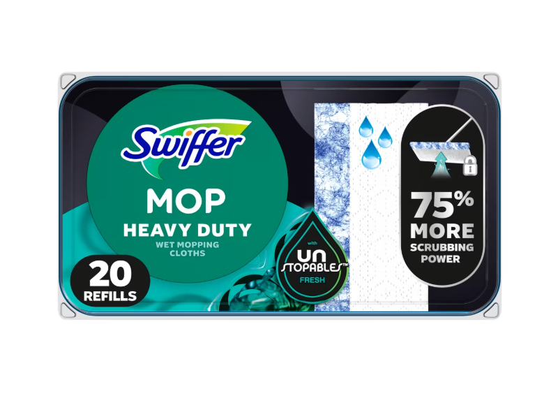 Swiffer Mop Heavy Duty Cloths + Scrubbing Powder, Unstoppable Fresh, 20 Count
