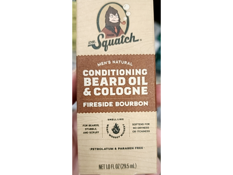 Dr. Squatch Men's Natural Conditioning Beard Oil & Cologne, Fireside Bourbon, 1 fl oz/29.5 mL