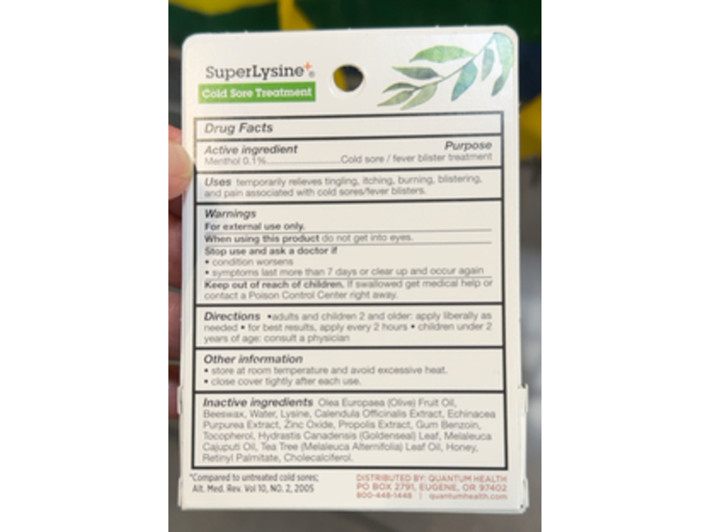 Quantum Health Super Lysine Cold Sore Treatment, 0.25 oz/7 g