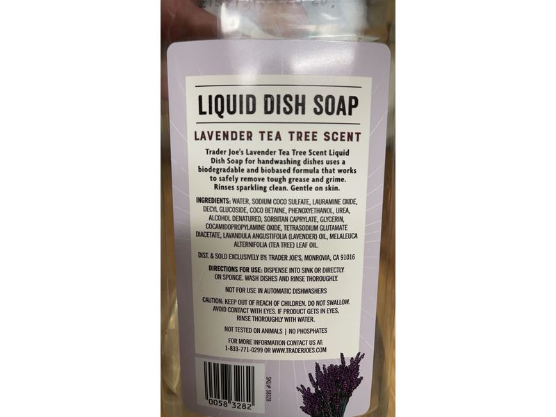 Trader Joe's Liquid Dish Soap, Lavender Tea Tree, 25 fl oz/739 mL