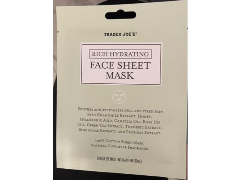 Trader Joe's Rich Hydrating Face Sheet Mask, 0.67 fl oz/20 mL, 1 Count