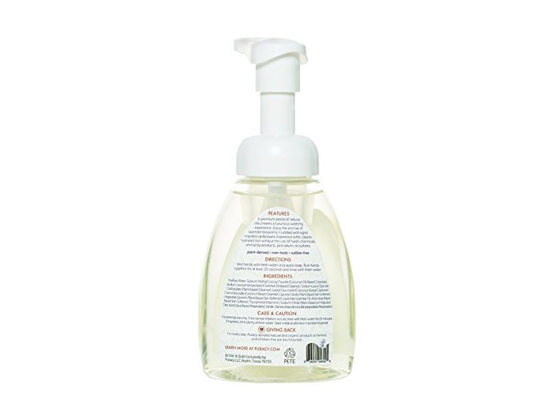 Puracy Natural Foaming Hand Soap, Lavender & Vanilla, 8.5 fl oz/251 mL (Pack of 3)