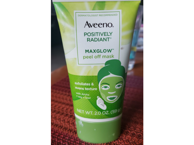 Aveeno Positively Radiant Maxglow Peel Off Mask, Ahas + Soy + Kiwi, 2.0 oz/59 g