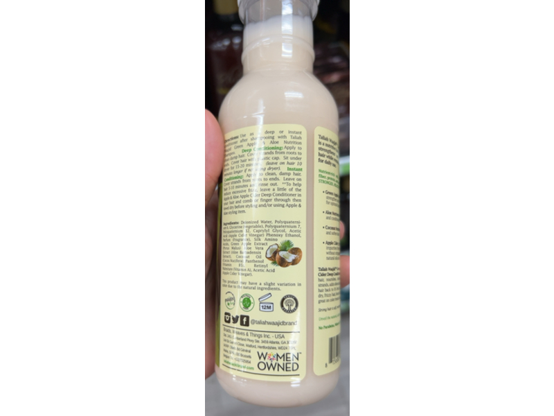 Taliah Waajid Nutrition Apple Cider Deep Conditioner, Green Apple & Aloe With Coconut, 12 fl oz/355 mL