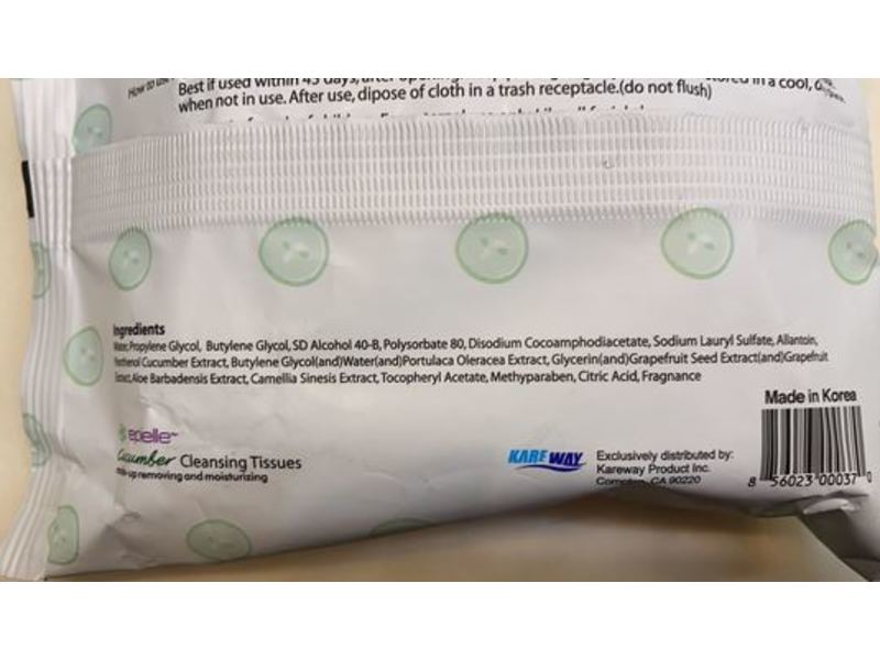 Epielle Cleansing Tissues Towelettes, Cucumber, 30 Count