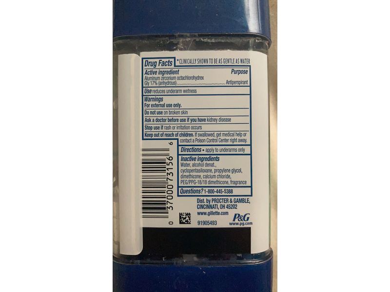 Gillette Clear + Dri-Tech Antiperspirant, Wild Rain