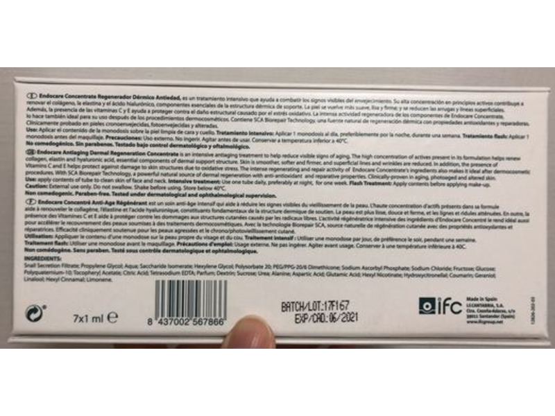 Endocare Concentrate Antiaging Dermal Regeneration, Sca 40, 1 mL, 7 Count