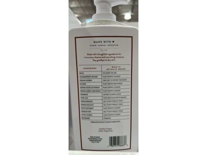 Native Nourishing Body Wash, Coconut & Vanilla, 18 oz