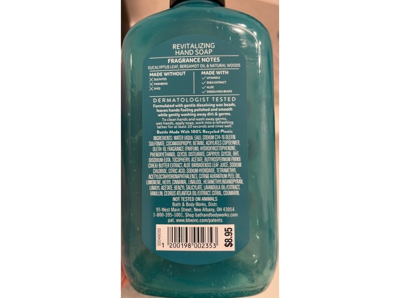 Bath & Body Works Revitalizing Hand Soap, Eucalyptus & Bergamot, 9 fl oz/266 mL