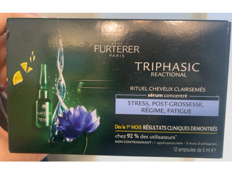 Rene Furterer Triphasic Reactional Concentrated Serum, Postpartum, Stress, 12 Count