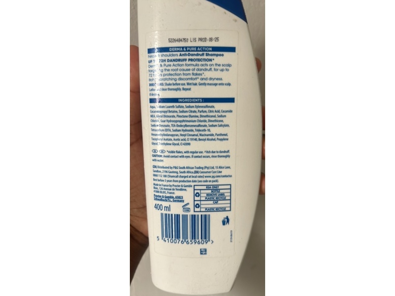 Head & Shoulders Anti-Dandruff Shampoo, Apple Fresh, 400 mL