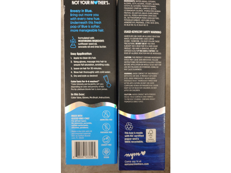 Not Your Mother's Love For Hue Semi-Permanent Color Cream, Sapphire Sass, 4.5 fl oz/133 mL