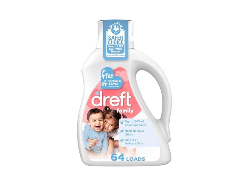 Dreft Family Liquid Laundry Detergent, 84 fl oz/2.48 L, 64 Loads