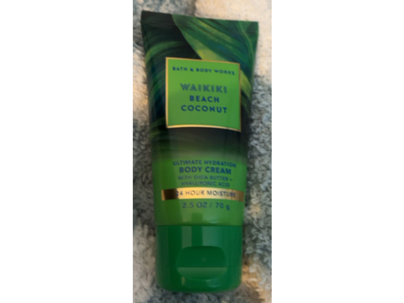 Bath & Body Works Waikiki Beach Coconut Body Cream, Shea Butter + Hyaluronic Acid, 2.5 oz/70 g
