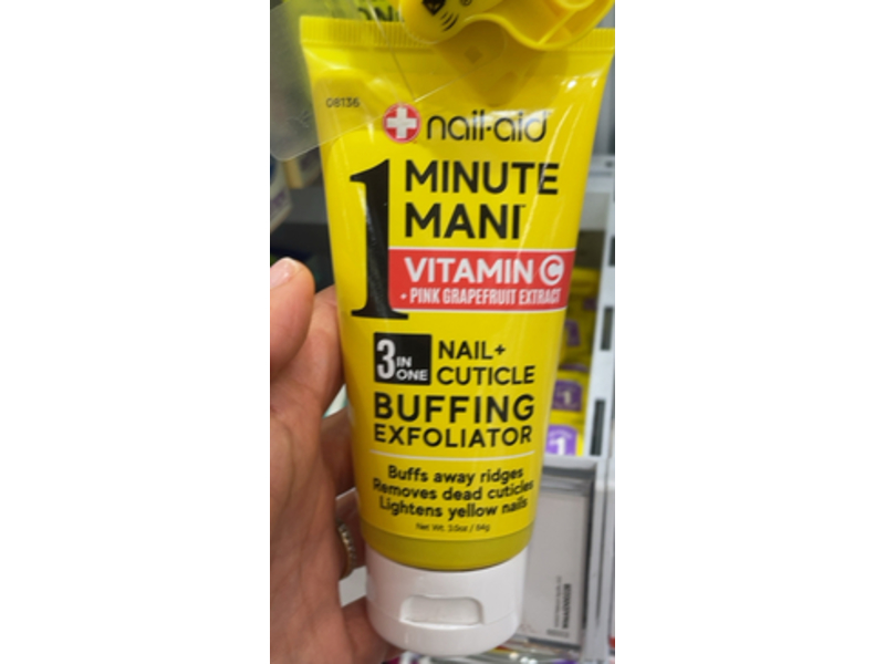 Nail-Aid Vitamin C + 3-In-1 Nail + Cuticle Buffing Exfoliator, Pink Grapefruit Extract, 3.0 fl oz/84 g