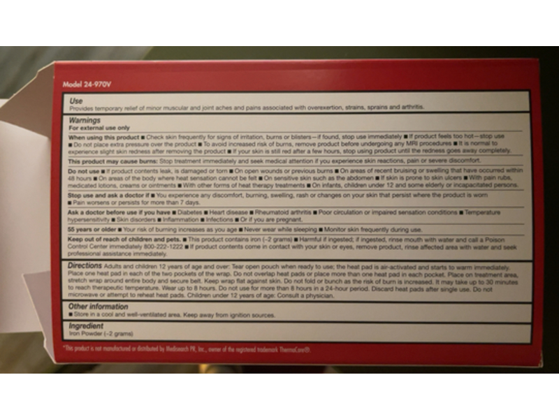 TheraCare Air-Activated Heat Wrap Treatment Pads, 4 Count