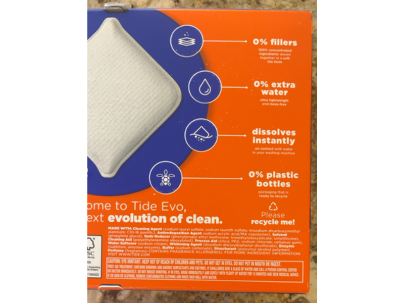 Tide Evo Detergent Fibre Tiles, Original Scent, 24 Count