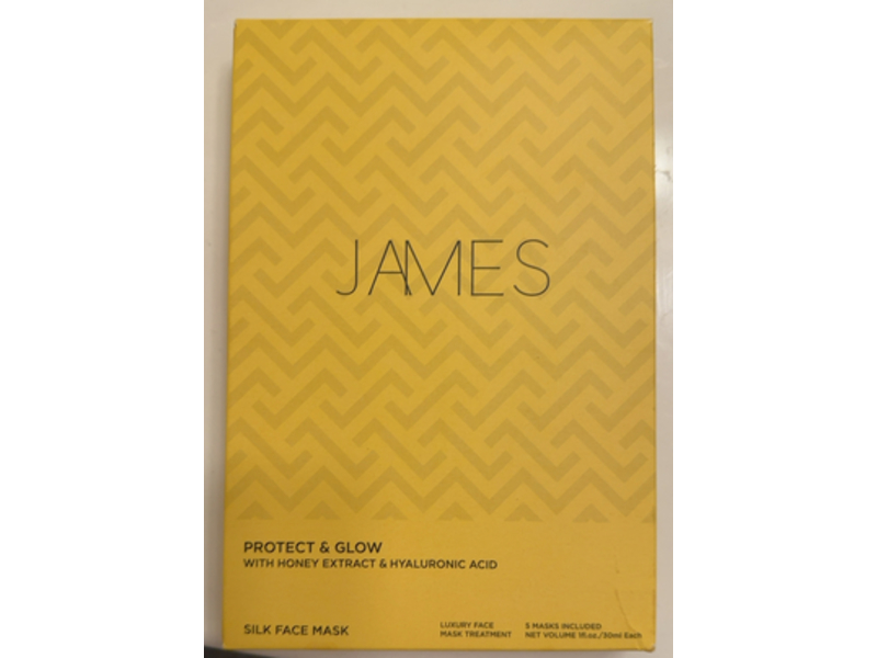 James Protect & Glow Silk Face Mask, Honey Extract & Hyaluronic Acid, 1 fl oz/30 mL, 5 Counts
