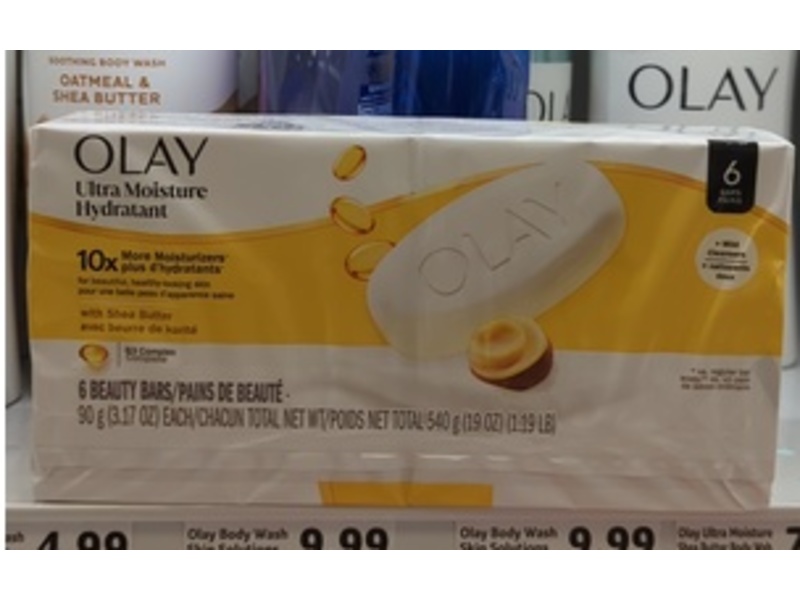 Olay Ultra Moisture Hydrant Bar Soaps, 3.17 oz/90 g, 6 Count