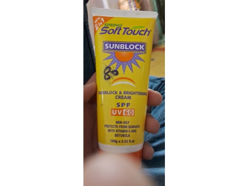 Soft Touch Sunblock & Brightening Cream, SPF 60, 3.52 fl oz/100 g