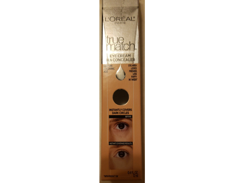 L'Oreal Paris True Match Eye Cream Concealer, Light N3-4, 0.4 fl oz/12 mL