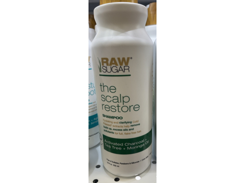 Raw Sugar The Scalp Restore Shampoo, Active Charcoal + Tea Tree, 18 fl oz/532 mL