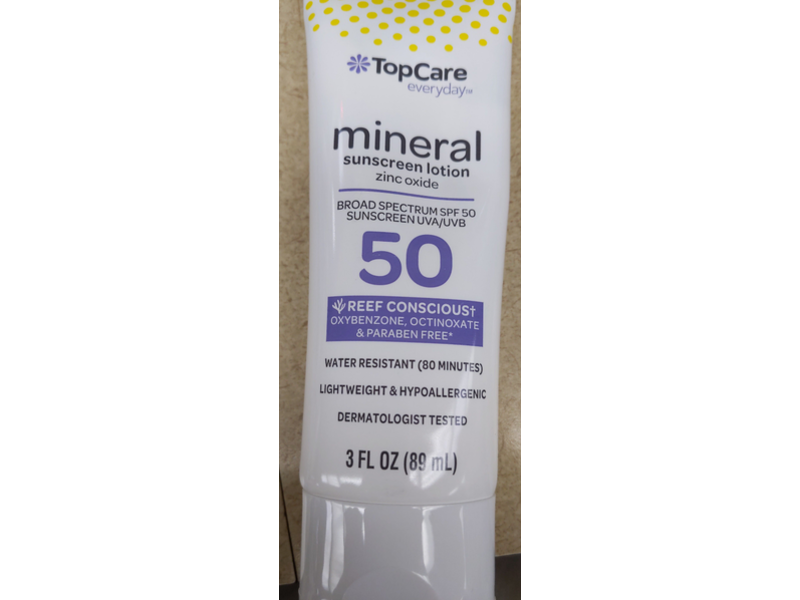 Topcare Mineral Sunscreen Lotion, SPF 50, 3 fl oz/89 mL