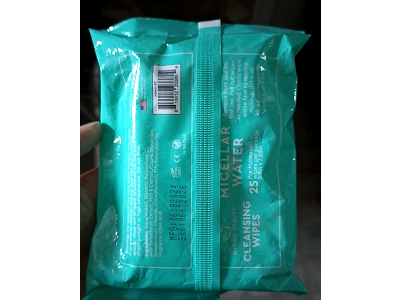 Hydro Beauty Micellar Water Cleansing Wipes, 25 Count