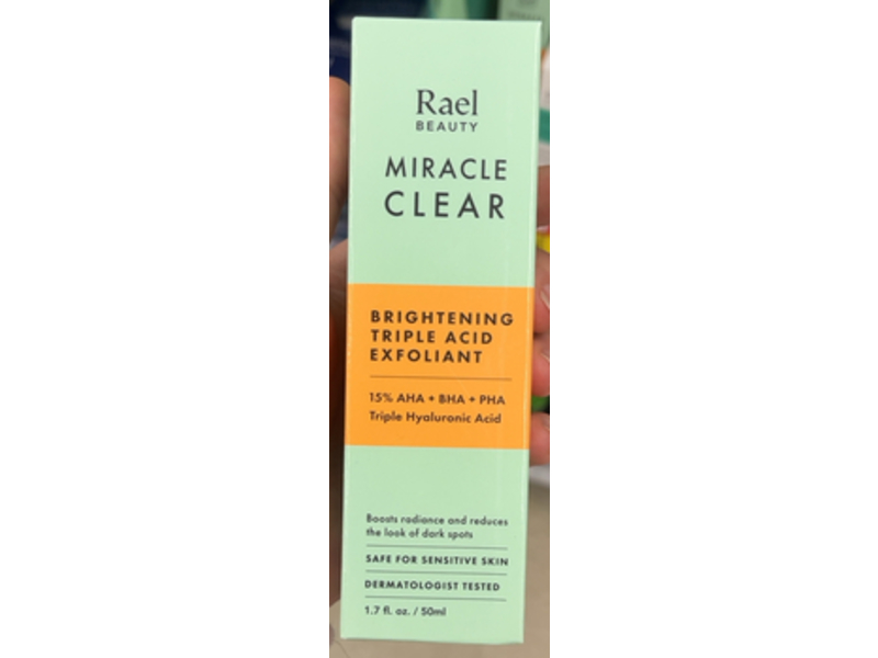Rael Beauty Miracle Clear Brightening Triple Acid Exfoliant, AHA + BHA + PHA, 1.7 fl oz/50 mL