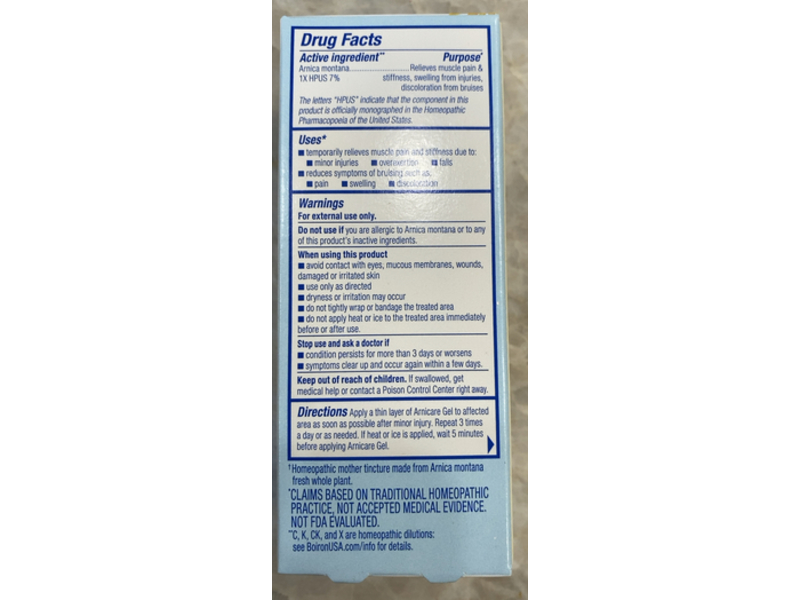 Boiron Pain Relief Arnicare Gel, Fragrance Free, 1.5 oz/45 g