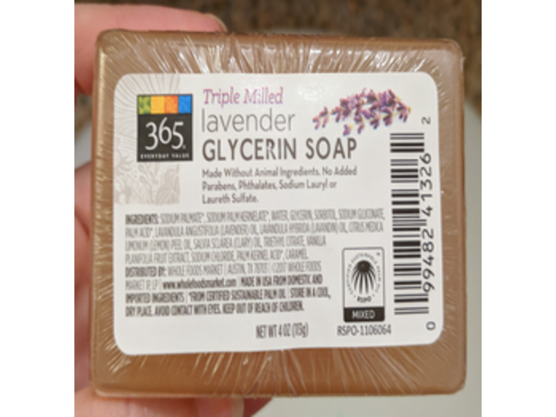 365 Everyday Value Triple Milled Glycerin Soap, Lavender, 4 oz/113 g