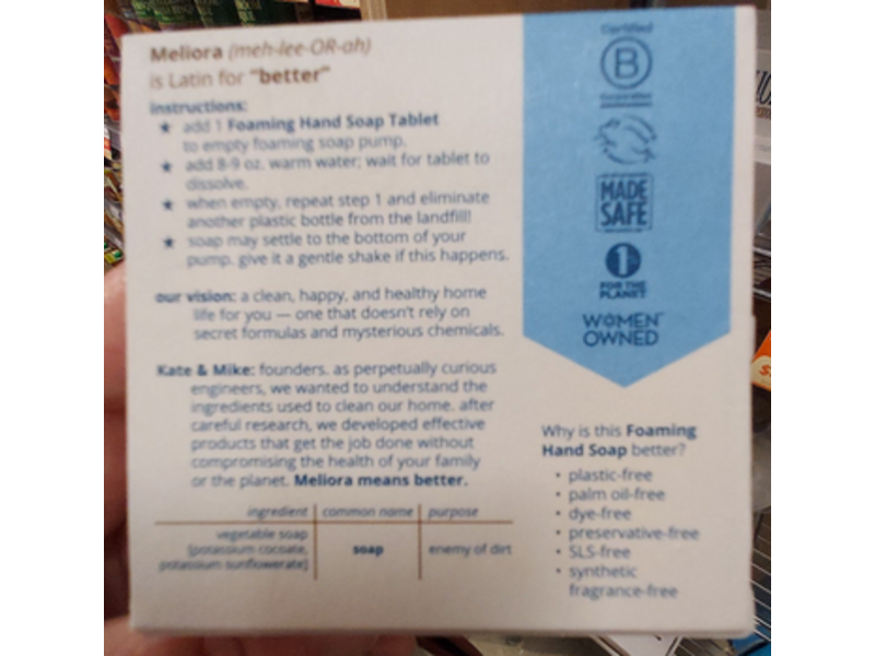 Meliora Cleaning Products Foaming Hand Soap Refill Tablets, Unscented, 6 Count