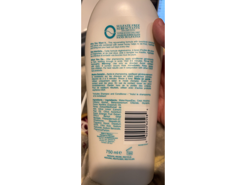Ogx Quenching + Coconut Curls Conditioner, 25.4 fl oz/750mL