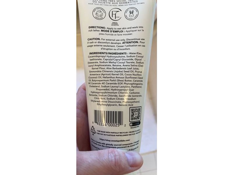 SweetSpot Labs Moisture Restoring Body Cleanser, Fragrance Free, 8 fl oz/236 mL