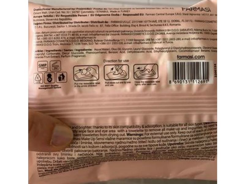 Farmasi Make Up Sensi-Wipes Makeup Remover Wipes, 20 Count