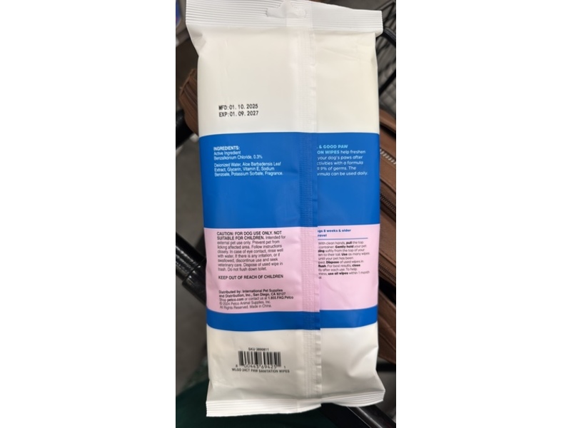 Well & Good Paw Sanitation Wipes, Agave Aloe Scent, 24 Count