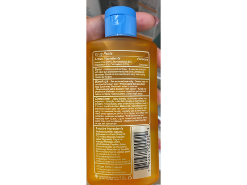 Vacation Chardonnay Oil, SPF 30, 3.4 fl oz/100 mL