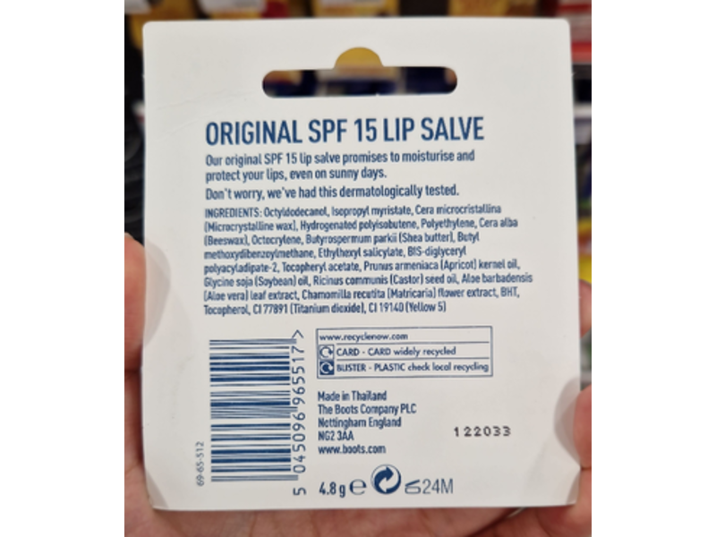 Boots Lip salve, Original, SPF 15, 4.8 g