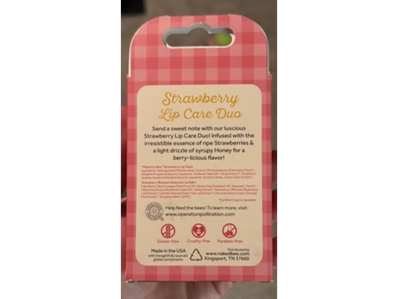 The Naked Bee Strawberry Lip Care Duo, Strawberry, 0.15 fl oz/3 mL