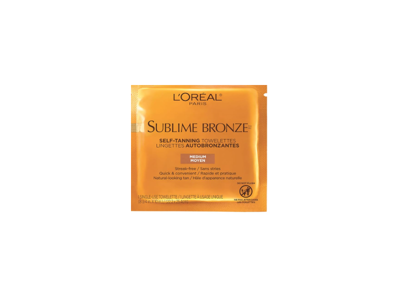 L'Oreal Paris Sublime Bronze Self Tanning Towelettes, Medium , 1 Count, Pack Of 2