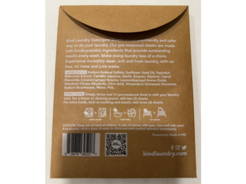 Kind Laundry Let's Be Kind Together Laundry Detergent Sheets, 0.53 oz/15 g, 6 Count