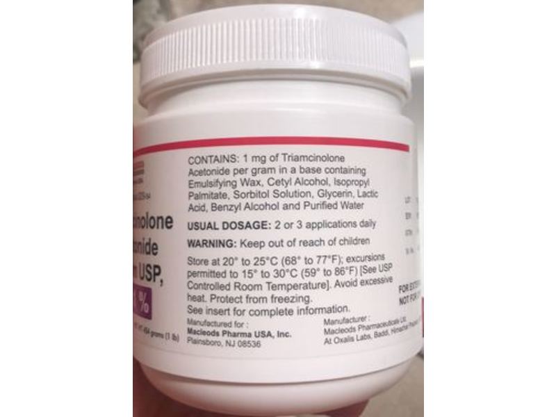 Triamcinolone Acetonide Cream USP 0.1%, 454 g, Macleods (RX)