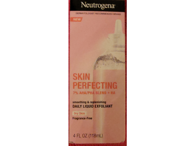 Neutrogena Skin Perfecting Daily Liquid Facial Exfoliant, Smoothing & Replenishing, Fragrance-Free, 4 fl oz/118 mL