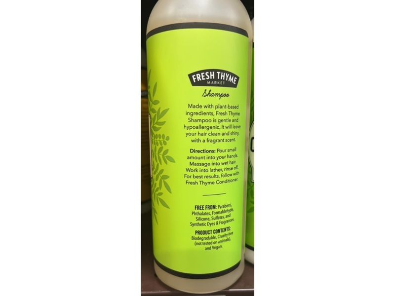 Fresh Thyme Market Plant-Based Shampoo, Peppermint Vitality, 16 fl oz/473 mL
