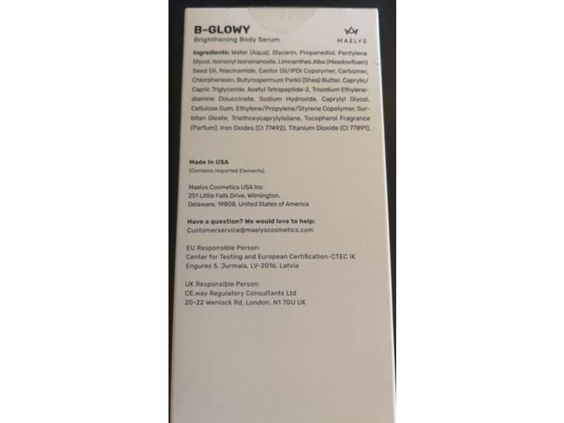 Maelys B-Glowy Brightening Body Serum, 3.38 fl oz/100 mL