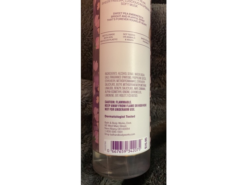 Bath & Body Works Fine Fragrance Mist, Sweet Pea , 8 fl oz/236 mL