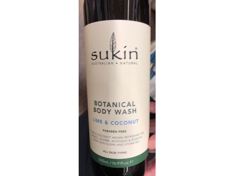Sukin Botanical Body Wash, Lime & Coconut, 16.9 fl oz/500 mL