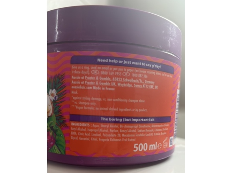 Aussie sos supercharged repair hair mask, 500 mL